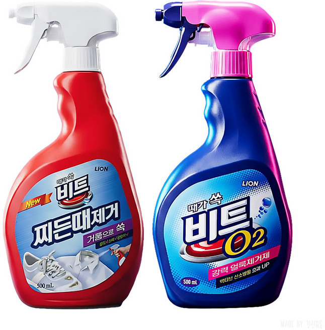비트 O2 강력 얼룩제거제 500ml + 찌든때제거제 500ml, 1세트