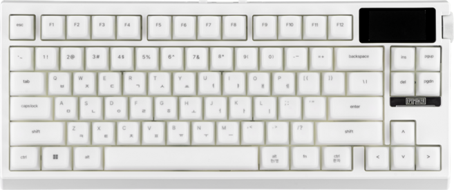 EPOMAKER G84 PRO 80배열 한글 LCD 노브 실리콘 키캡 유무선 기계식 키보드, 화이트(한글 버전), 크리미 제이드축, 제조사축
