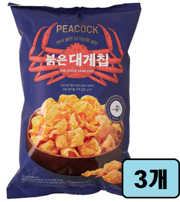 피코크 붉은 대게칩 수량, 3개, 200g