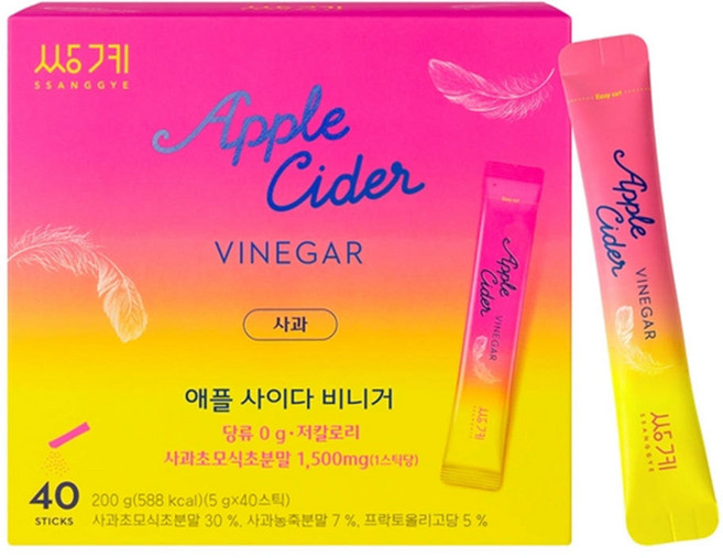 쌍계 애플사이다비니거 드링크 사과 5g x 40입 저칼로리, 40개
