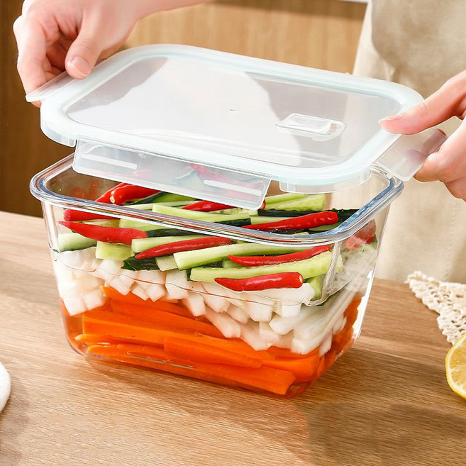 대용량 유리 밀폐 용기 가정용 다용도 반찬통 투명 유리 김치통 YCY, 2600ml, 1개