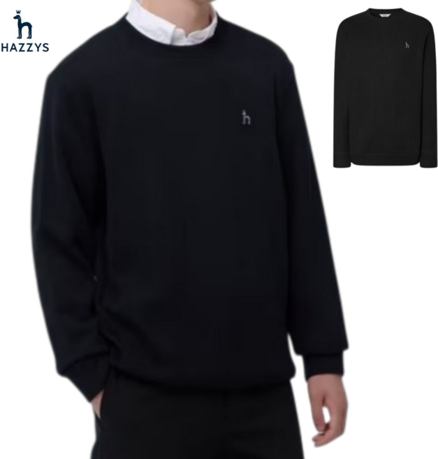 (백화점 정품) 헤지스 남성 긴팔 라운드 맨투맨 봄 가을 간절기 데일리 정장 출근룩