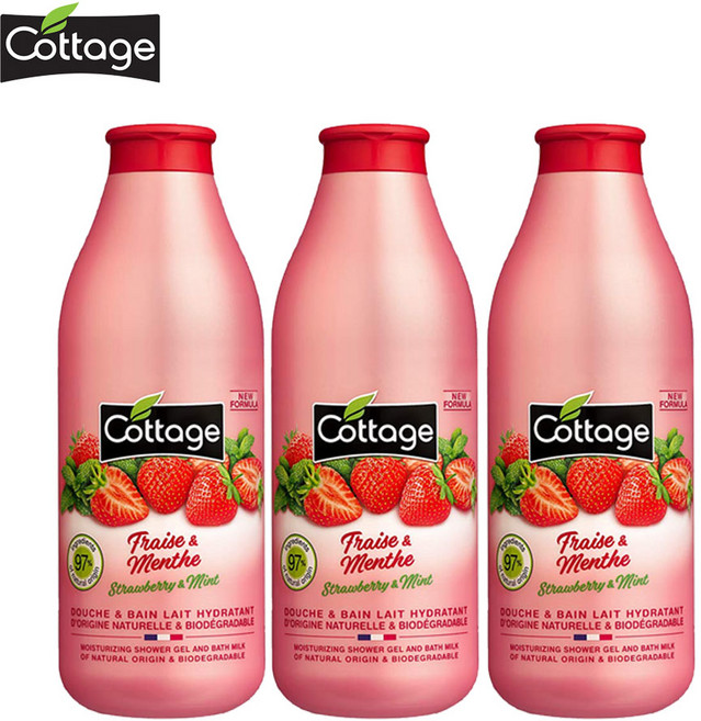 코티지 바디워시 샤워밀크 스트로베리 민트 750ml x3, 3개
