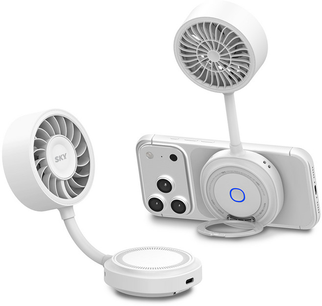 SKY 윈드 맥세이프 핸즈프리 휴대용 선풍기, sky-wi-w14m, 화이트