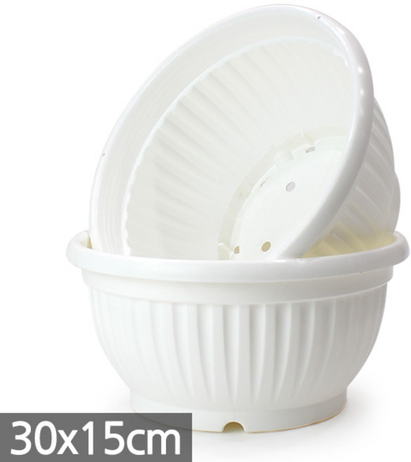 세인화분 플라스틱 원분재 골분 2P 세트 - 화분 중형 대형 분재 분제 컬러 식물 플분 원형 분배분 재배분 분갈이 인테리어 베란다 빈화분, 2개, 원분재(화이트)_중형