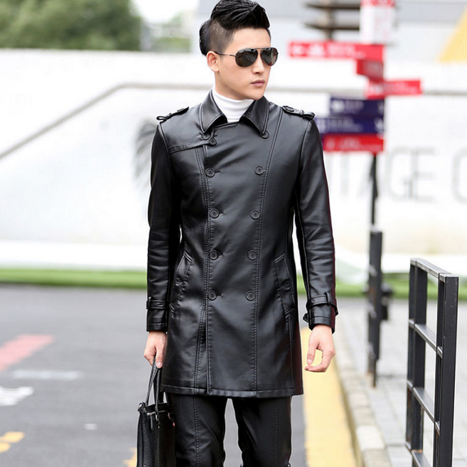 [Myshe]남자 패션 가죽 점퍼 롱 pu 자켓 Myshe qxz1205YCpu1