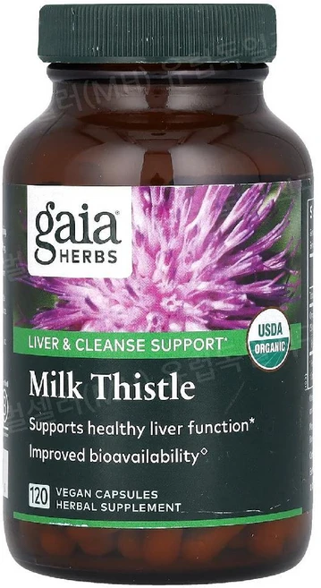 가이아허브스 밀크씨슬 120캡슐 밀크시슬 실리마린 Milk Thistle 2개, 120정 - 쿠팡