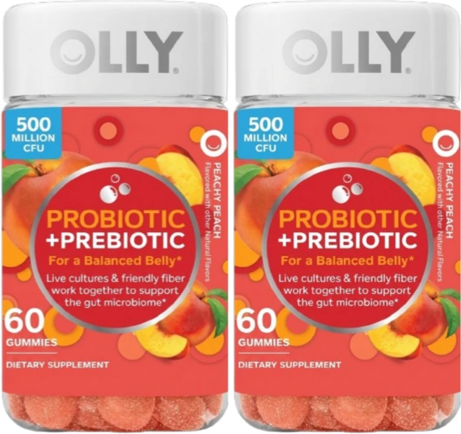 올리 프로바이오틱 + 프리바이오틱 피치 구미젤리 60개입 2개, 60정 - 쿠팡