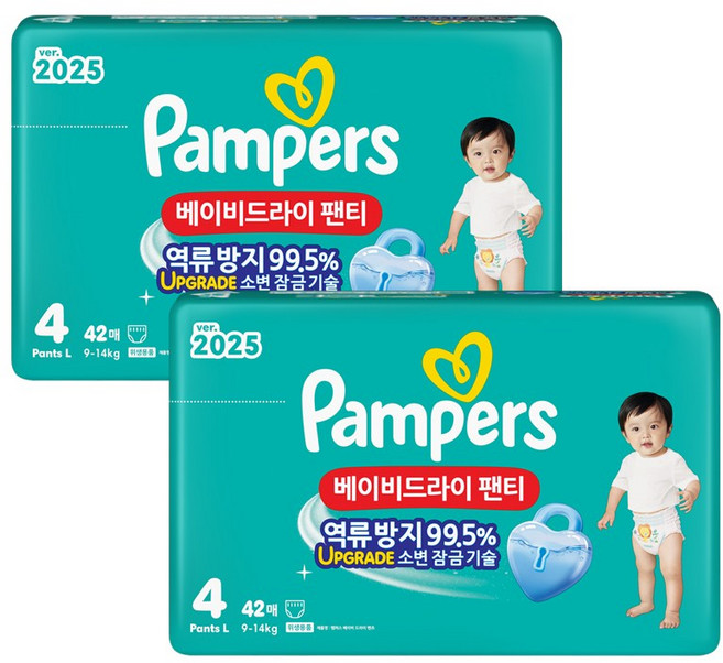 팸퍼스 2025 베이비드라이 팬티형 기저귀 남녀공용, 4단계, 84매