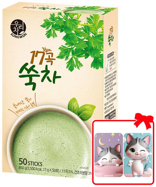 우리차 17곡 쑥차 (대순이 캐릭터 포토카드 증정), 5개, 50개입, 17g