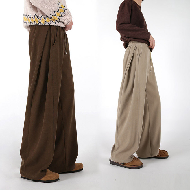 오버나인 봄 가을용 남자 남성 와이드 사이드 벌룬 핀턱 숏/롱 기장 바지 팬츠 ON-184