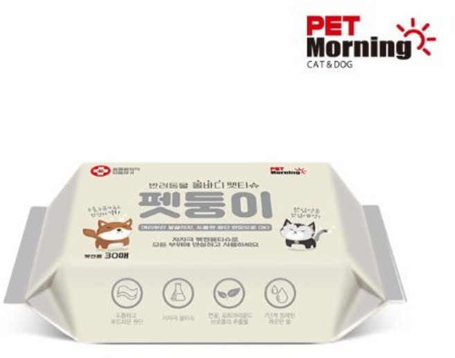 펫모닝 올비다 펫티슈 반려동물 물티슈, 30개입, 5개
