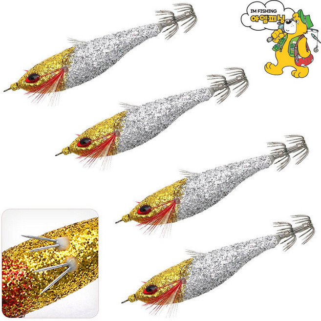 [아엠피싱]뿔난아쭈르 등침반짝이 수평에기 4pcs/GLITTER NEEDLE AGI 주꾸미 갑오징어 문어 한치, 1개
