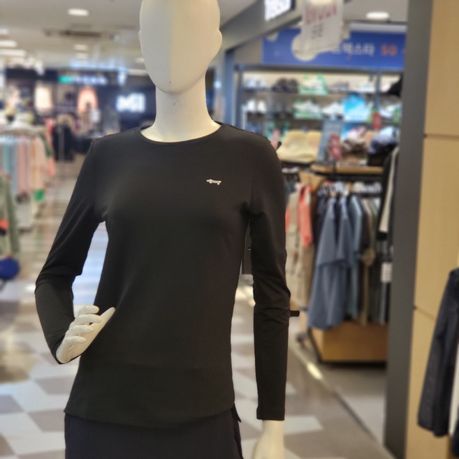 루이까스텔 가을 여성 골프 베이직 컬러 솔리드 라운드 티셔츠 7LDTS903 블랙 루이 777