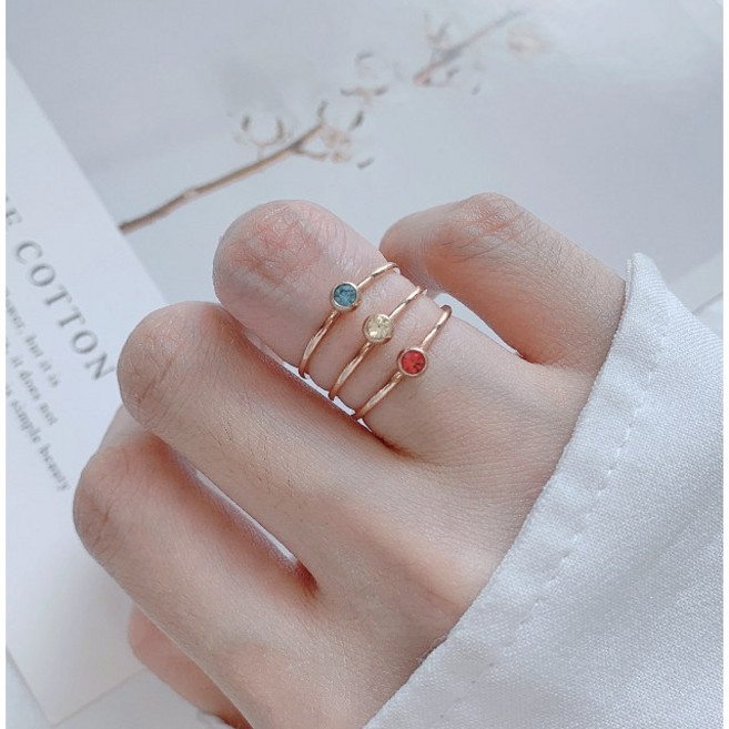 [3개set] 써지컬스틸 삼색큐빅 반지 (2color)