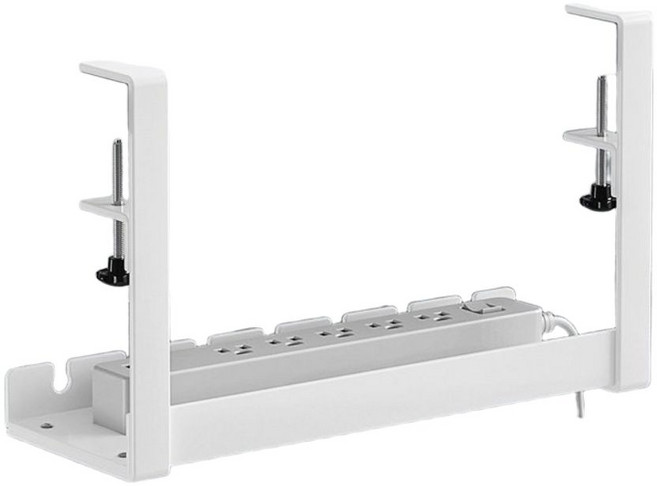 일상채움 무타공 철제 컴퓨터 책상 멀티탭 콘센트 정리 선반, 화이트, 1개