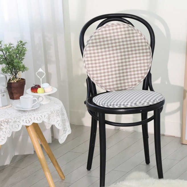 한성실업 선염멜란지체크 원형 의자 카페 인테리어 방석