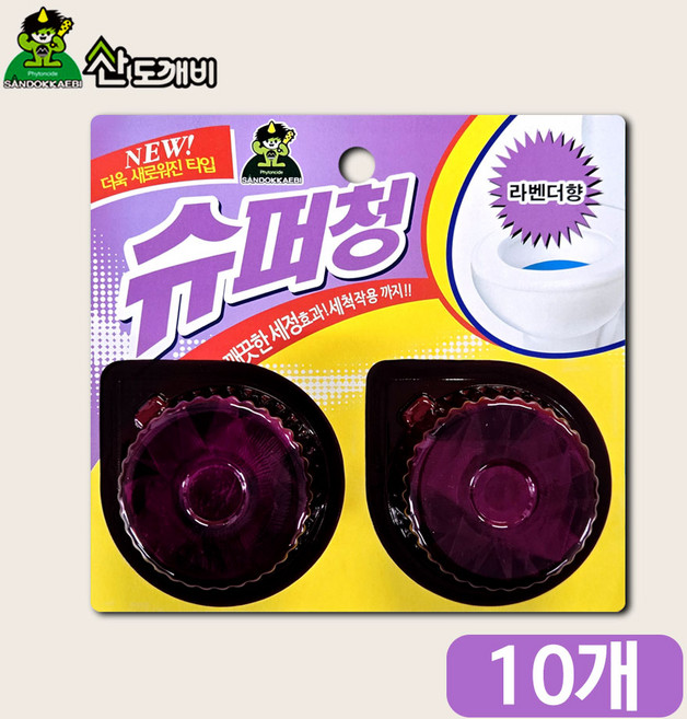 산도깨비 슈퍼청 변기세정제 2개입 (10EA), 10개, 80g