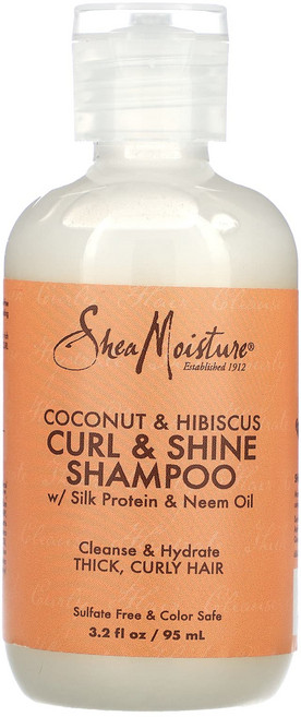 SheaMoisture 컬 앤 샤인 샴푸 굵고 컬이 있는 모발 코코넛 & 히비스커스 95ml(3.2fl oz), SheaMoisture컬앤샤인샴푸굵고컬이있는모발코코넛히, 1개, 95ml