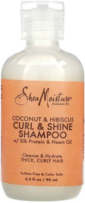 SheaMoisture 컬 앤 샤인 샴푸 굵고 컬이 있는 모발 코코넛 & 히비스커스 95ml(3.2fl oz), SheaMoisture컬앤샤인샴푸굵고컬이있는모발코코넛히, 1개, 95ml - 쿠팡