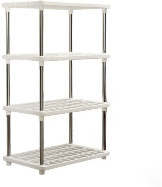4단 수납선반 앵글 선반 다단 수납선반 조립식 공간정리 주방욕실용, 화이트, 1개