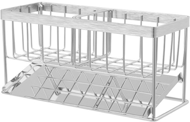 쿠키몰 올스텐304 자동 물빠짐 수세미 거치대, 1개, 실버