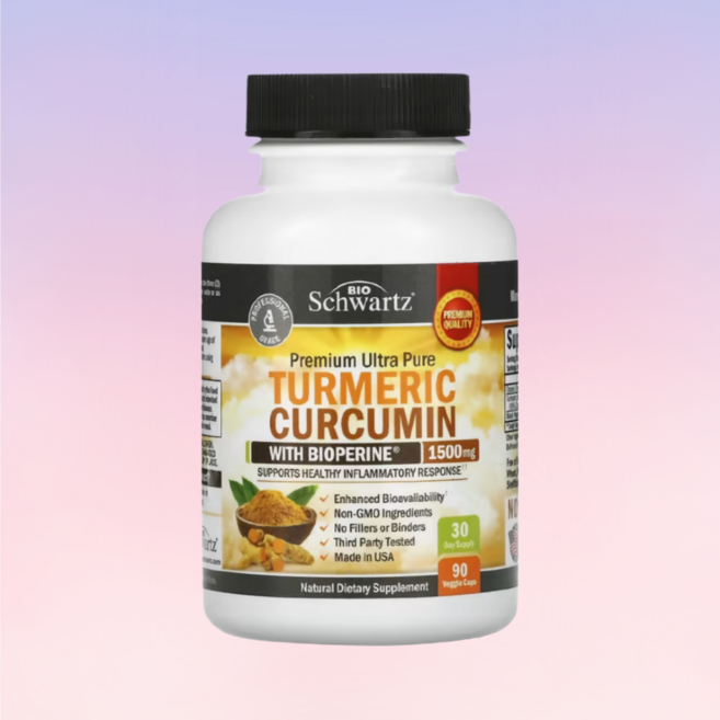 바이오슈왈츠 강황 커큐민 바이오페린 흑후추 추출물 커큐미노이드 1500mg 90캡슐, 90정, 1개