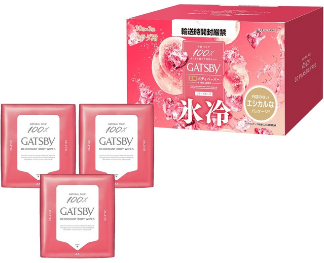 갸스비 피치 데오드란트티슈 물티슈 쿨링 냉각시트 30매입 3팩