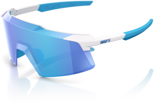 백퍼센트 100% 에어로크래프트 매트화이트 블루미러렌즈 러닝 등산 자전거 골프 야구 스포츠 고글, 1개