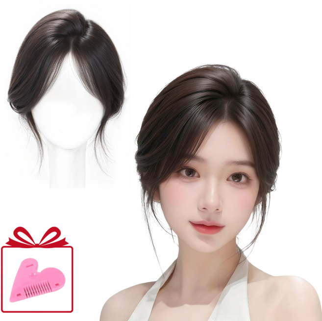 Novah 여성 정수리 인모 가발 티 안 나는 자연 헤어피스 탈모커버 볼륨핏, 1개, 블랙