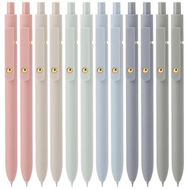 Ddaowanx 젤 펜 0.7mm 퀵 드라이 블랙 잉크 펜 5개 파인 포인트 부드러운 필기 귀여운 사무실 학교 용품 여성용 선물 (그라데이션-블랙 5개) 194615, 모란디-블랙 잉크 12개