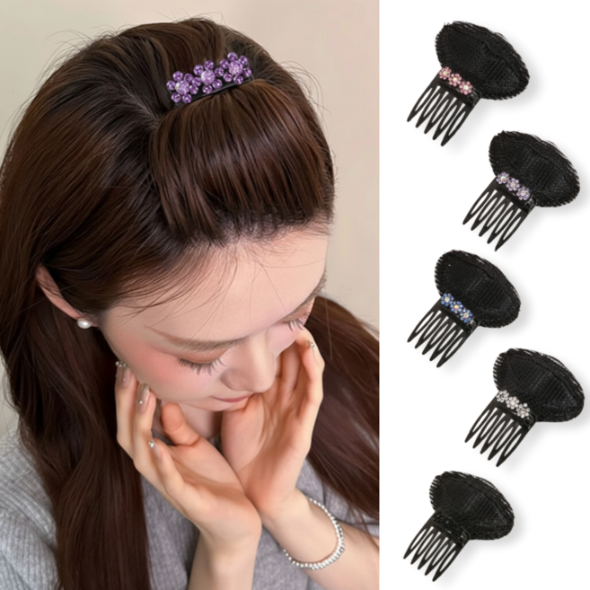 루아유 여성 큐빅 정수리 볼륨 헤어핀