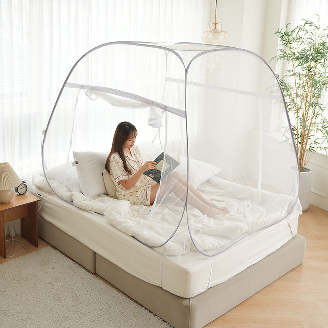 반디비 침대 원터치 텐트 사각 접이식 그물망 모기장+보수패치5P