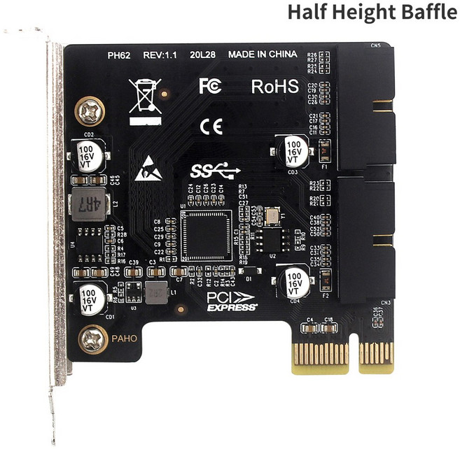 PH62 Desktop PCIE to USB 3.0 expansion card PCI-E chassis front panel Dual 19/20PIN interface Add On, WHITE, 1개