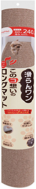 산코 반려동물을 생각한 미끄러지지 않는 흡착 타입 롱 타일 매트 4mm, 스모키 베이지, 1개