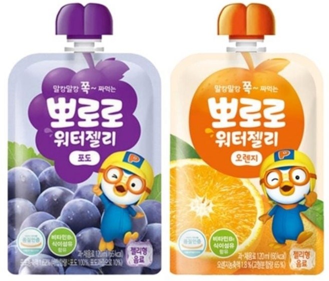 뽀로로 워터젤리 120ml 포도 오렌지 각 10개 총 20개입, 1개, 1ml