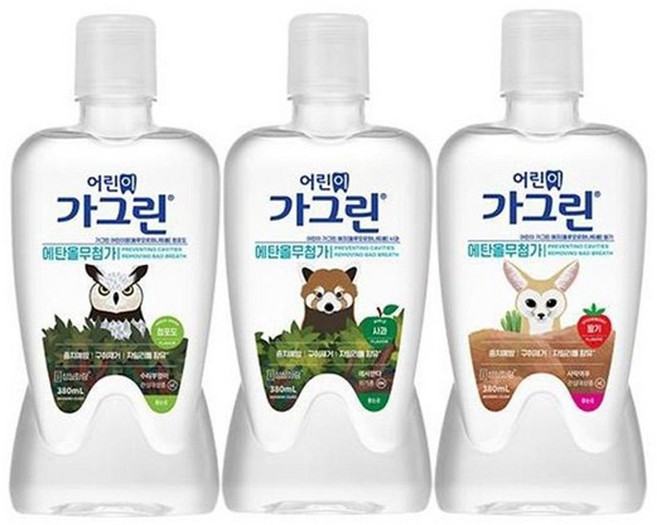 가그린 어린이가그린 딸기 380ml+사과 380ml+청포도 380ml, 3개, 380ml