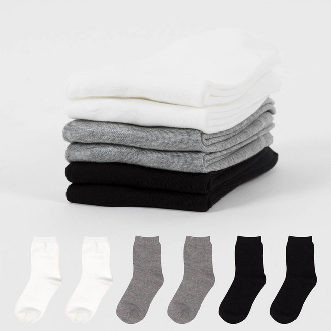 삭스너 여성용 컬러플 중목 양말 6켤레 SET