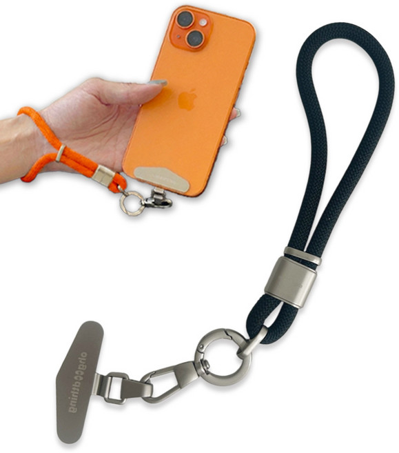 오굿띵 튼튼한 메탈 핸드폰 도난방지 손목 스트랩, 1개, 미드나잇블랙