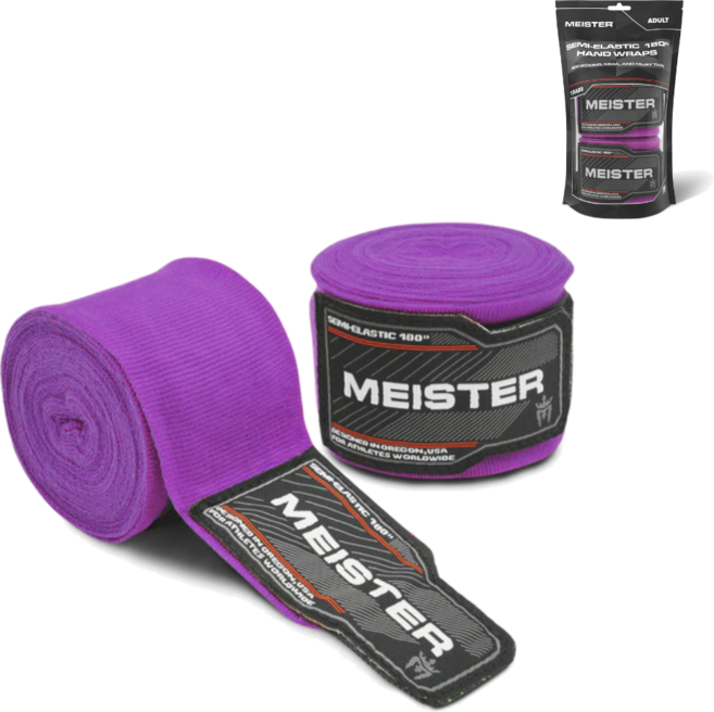 New 디자인 링사이드코리아 마이스터 복싱 핸드랩 프리미엄 반신축 격투기 붕대 4.5m 1쌍, 1세트, 퍼플