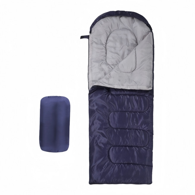 信封帶帽中空棉睡袋, 藏青色（180+30）*75cm, 1個