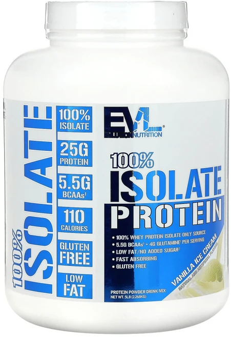 이보루션뉴트리션 100% 아이솔레이트 프로틴 바닐라 아이스크림 5 lb (2.268g), 2.268kg, 1개 - 쿠팡