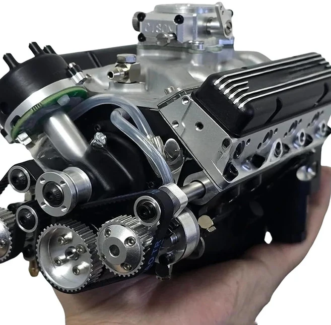 Binray Cison V8 엔진 키트 가스 소형 블록 모델 미니 DIY STEM 작동하는, 01 Black