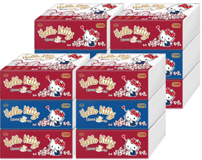헬로키티 천연펄프 팝업티슈 3겹, 랜덤 발송, 12개, 110매