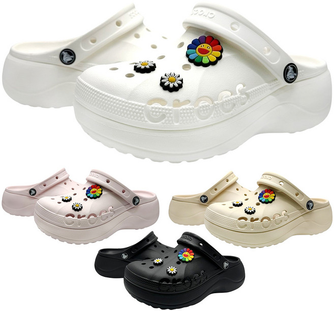 크록스 정품 CROCS 바야 플랫폼 클로그 키높이 여성 슬리퍼 +모아츄 악세세리 포함