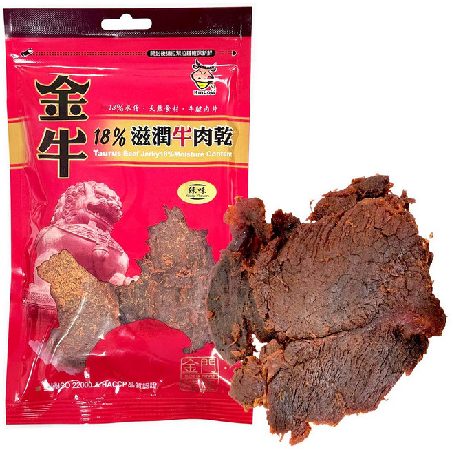 金門特產 金牛 牛肉乾 原味 18% 滋潤肉乾, 1個, 牛肉原味, 100g