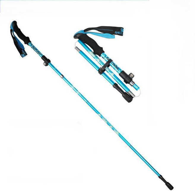 코차이 알루미늄 접이식 등산스틱 5단 초경량 휴대용 트레킹 폴 아웃도어용, 1개, 블루