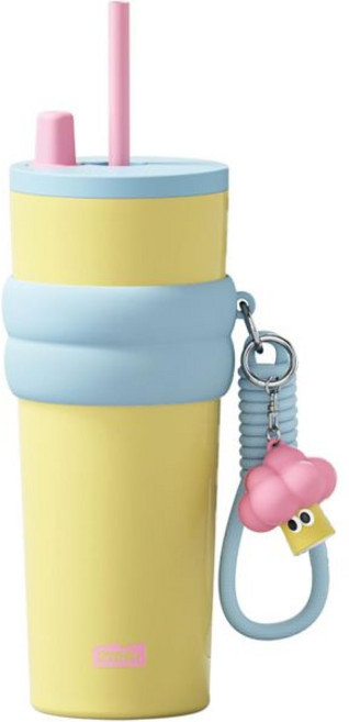 뚜껑과 빨대가 있는 시다가르 710ml 단열 텀블러 재사용 가능한 누수 방지 물병 스트랩 여행용 휴대용 커피 컵 체리, Hokori Lemon