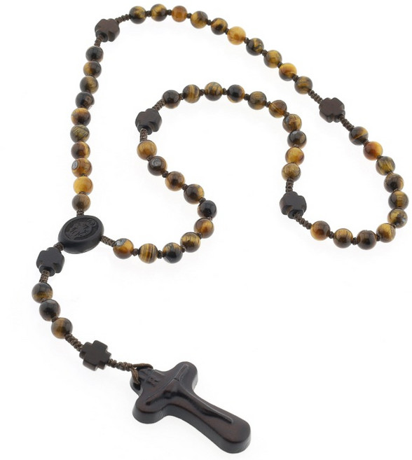 호안석 십자간주 6mm 5단묵주 천주교 성물, 안함