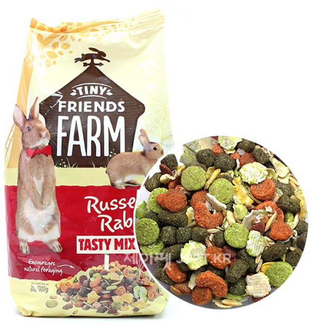 슈프림펫푸즈 타이니 프렌즈 팜 러셀 래빗 테이스티 믹스 성인 토끼용 사료, 1개, 907g